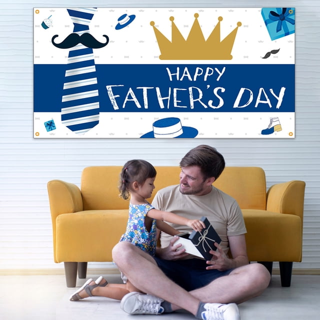 Father's Day Background Cloth 2021 New Party Decoration Banner High-Quality Polyester Digital Printing Bright Colors Independent Sewing Processing Excellent Quality 2x Set