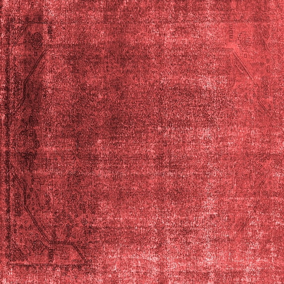 Ahgly Company Indoor Square Oriental Red Industrial Area Rugs, 7' Square