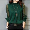 thumbnail image 1 of New  Large  Lace Chiffon Spring and Summer Women‘s Mesh Ruffled Long Sleeve Base Shirt for Stylish Ladies tzw, 1 of 7