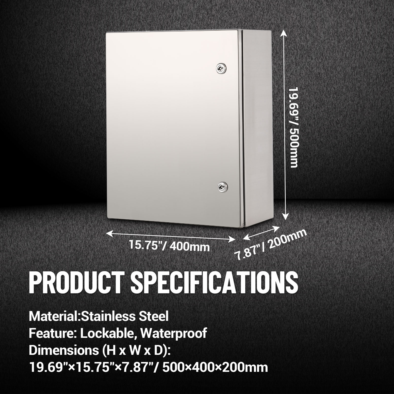 Accreate Stainless Steel Waterproof Electrical Box, IP65 Outdoor/Indoor Junction Enclosure with Mounting Plate & Wall Bracket, 304 Grade Weatherproof Enclosure