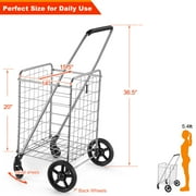 Wellmax WM99024S Grocery Utility Shopping Cart, Easily Collapsible and Portable to Save Space and Heavy Duty, Light Weight Trolley with Rolling Swivel Wheels