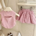 thumbnail image 4 of SGFCWSX Girls 2 Piece Outfits Sleeveless Bow Knot Tank Tops Plaid Skort Summer Casual Clothes Set Pink Size 5T, 4 of 8
