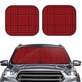 thumbnail image 2 of Haiem Red Black Houndstooth Windshield Sun Shade: Universal Foldable 2-Piece Car Front Window Sunshade - Blocks Uv Rays, And Reduces Heat,Essential Car Accessory Small, 2 of 7