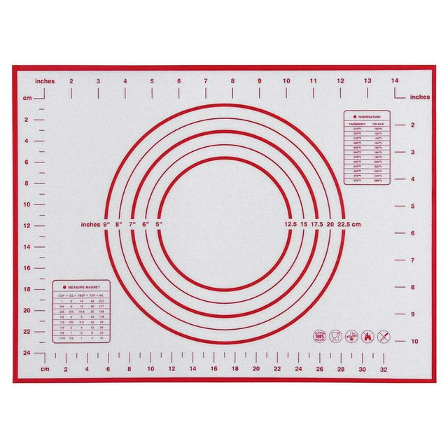 Dough Mat Silicone Non-Stick Rolling Pad Kneading Scale Baking Tray Kitchen DIY Supplies, Red, 40x30cm