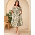 thumbnail image 2 of Yesfashion Womens Plus Size Dresses Floral Print Short Sleeve Square Neck Tie Maxi Dresses, 2 of 7