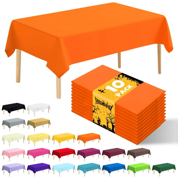 Mantel desechable de plástico JHDZDHY, 137 x 274 cm, 10 unidades, color naranja