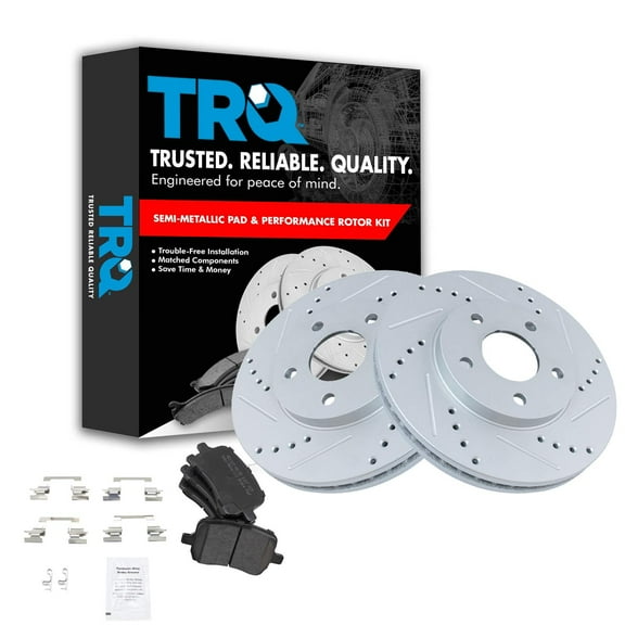 TRQ Front Performance Brake Pad & Rotor Kit Brake Pads Brake Rotors Set Semi-Metallic Premium G-Coated Fits Select 2006-2011 Chevrolet HHR