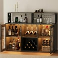 thumbnail image 3 of Huloretions LED Wine Cabinet, Bar Cabinets with Power Outlets, Coffee Bar Cabinet Liquor Cabinet with Wine Racks for Glasses, Vintage Buffet Cabinet for Dining Kitchen, 3 of 6
