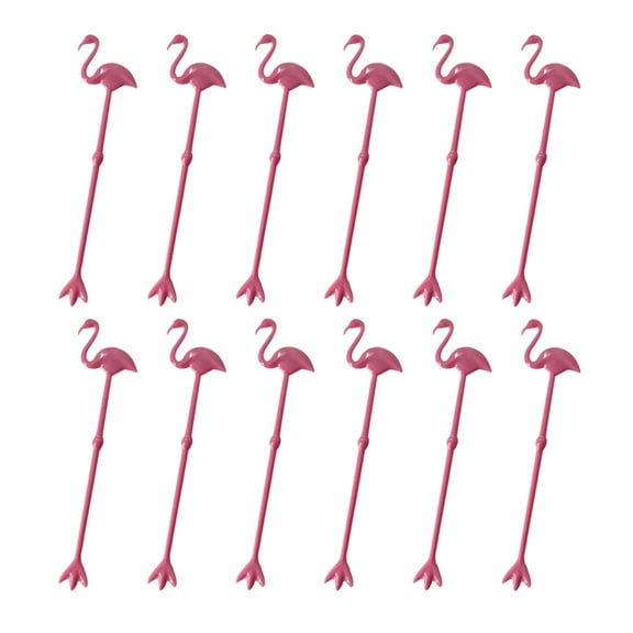 SEWCHICS Flamingo Swizzle Stick Hawaiian Party Style Plastic 12pcs