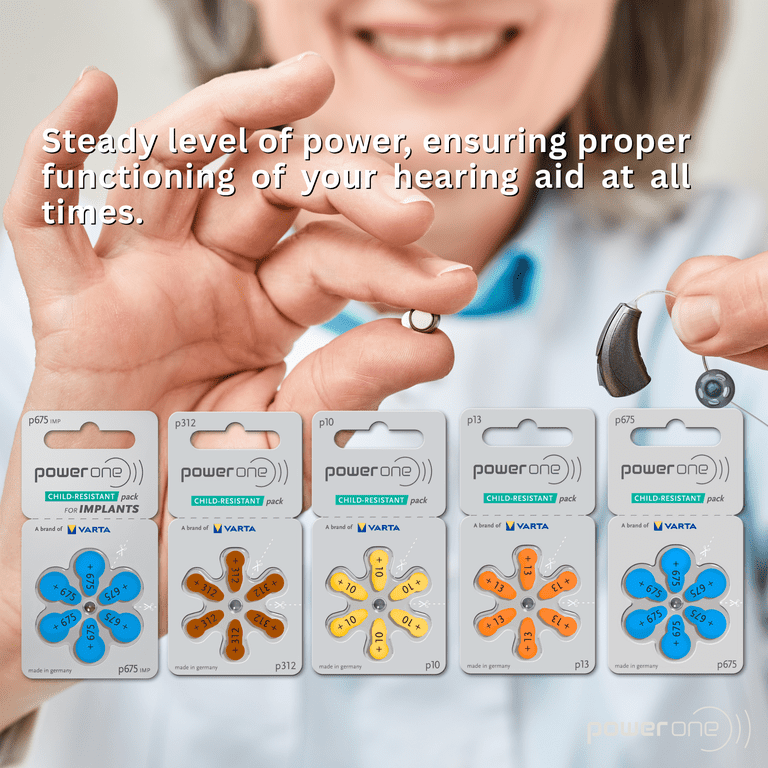 Power-One, Hearing Aid Batteries, Size 13, 60 Pack - Walmart.com