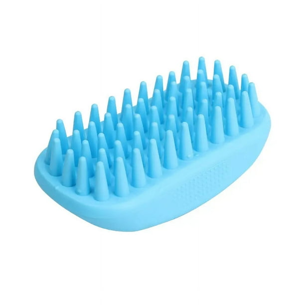 Cepillo de champú para perros de silicona, cepillo de baño para perros fácil de limpiar, peine de masaje suave, adecuado para mascotas y gatos de tamaño mediano (2 piezas)
