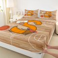 thumbnail image 3 of Homewish Cartoon Monogrammed S Bed Sheets, Orange Brown Basketball King Sheets, Teens Kids Boys Girls Sheet Set, Breathable Home Decor, 4pcs, 3 of 7