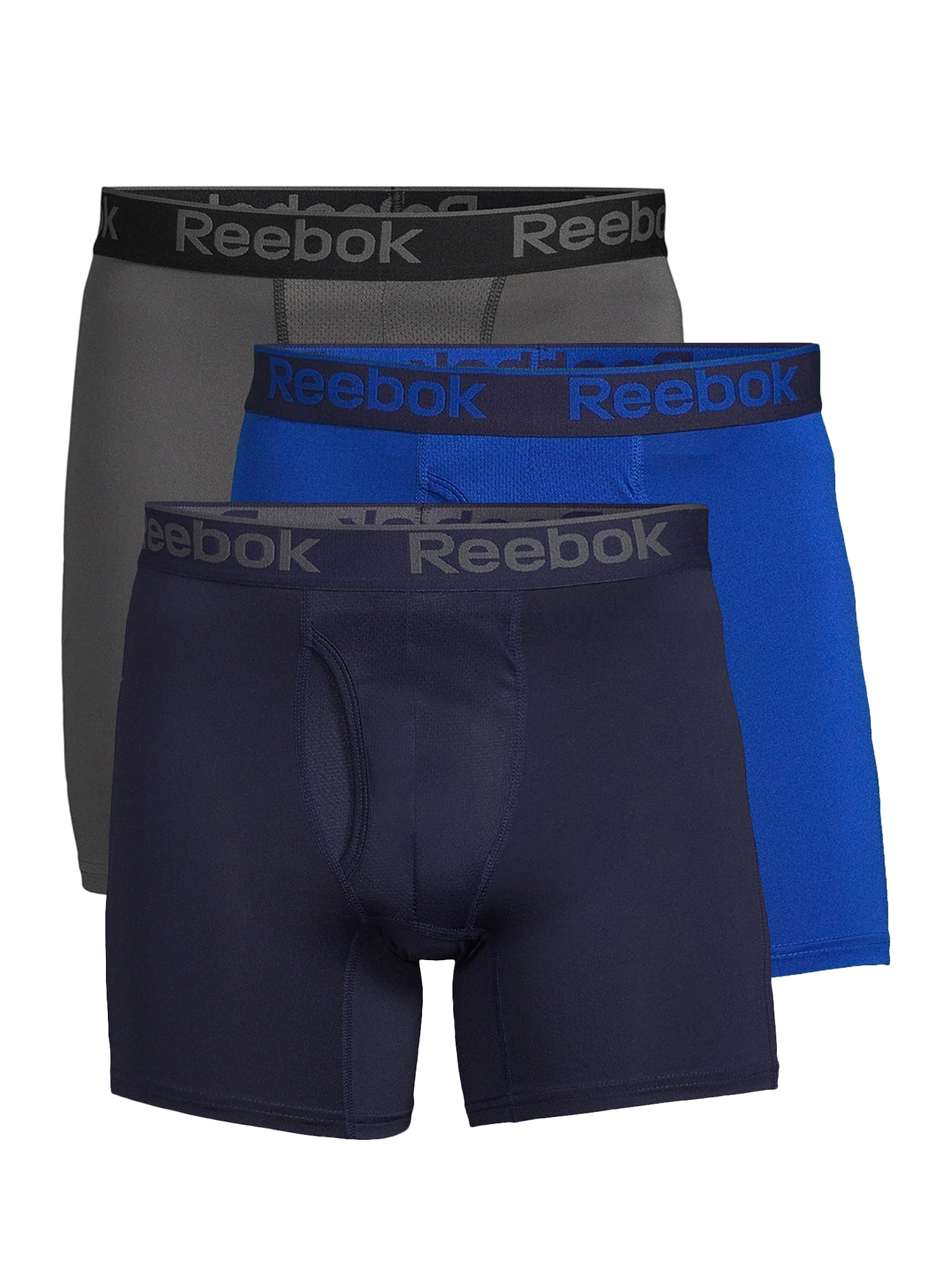 3 Pack Reebok Men’s Underwear Big & Tall Performance Boxer Briefs 