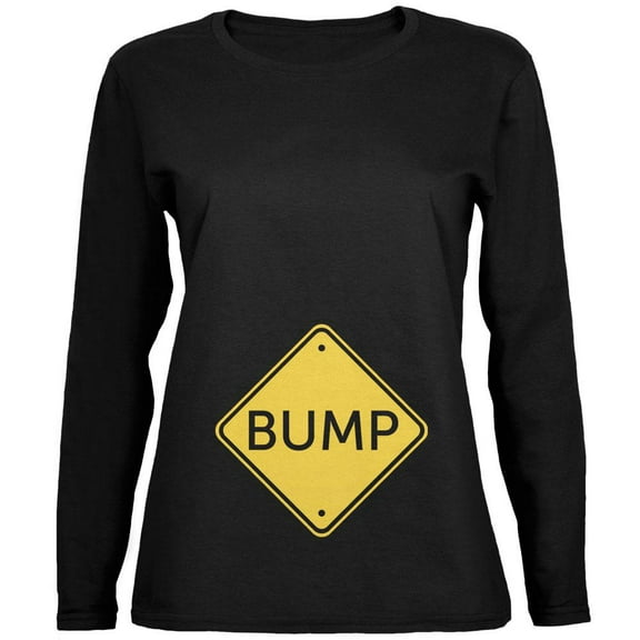 Halloween Costume BUMP Caution Sign Pregnancy Ladies' Relaxed Jersey Long-Sleeve Tee Black MD