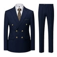 thumbnail image 3 of Beauty-Emily Men's Classic Double-Breasted Suit Set – Slim Fit Two-Piece Blazer & Pants with Gold Button Detail, Formal Business Suit for Office, Wedding & Events, 3 of 8