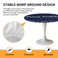 thumbnail image 2 of Elastic Fitted Round Tablecloth, Happy Birthday Waterproof Stretch Table Cover for 55"-60" Tables, Navy Blue Modern Abstract Art Washable Outdoor Tablecloths for Patio, Picnic, Camping, 2 of 9