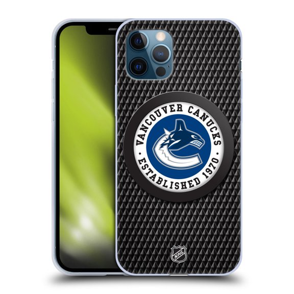 Head Case Designs Officially Licensed NHL Vancouver Canucks Puck Texture Soft Gel Case Compatible with Apple iPhone 12 / iPhone 12 Pro