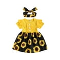 thumbnail image 7 of Sinhoon Baby Girl's One-Piece Ruffle Dress Kids Outfits Cotton Fly Sleeve Leopard Print Sunflower Dress Headband Summer Clothes, 7 of 7