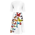 thumbnail image 4 of JHLZHS Robe Mini Femme Sans Manches Imprimé Floral Robe Débardeur avec Manches Courtes Haut Décontracté Élégant Coupe Régulière Ensemble 2 Pcs Robes d'Été pour Femmes Robe Florale pour Femmes, 4 of 7