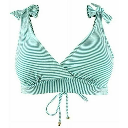 Lauren Ralph Lauren Seersucker Stripe Underwire Surplice Bra Bikini Swim Top 4