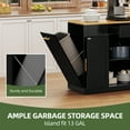 thumbnail image 3 of Uforic Extendable Kitchen Island with Power Outlets & 2 Stools, Kitchen Island Cart with Trash Storage Compartment, Black, 3 of 8