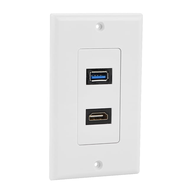 Ccdes HDMI USB 3.0 2 en 1 Panel de Placa Frontal de Pared Multimedia integrada-Blanco Cable No se aplica