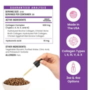 Premium Liquid Collagen For Dogs - 5x Collagen Types I, II, II, V & X - Support For Joints, Skin, Coat, Bone, Immune System & Hips - Collagen Supplement With Hyaluronic Acid - Made In USA - 2oz