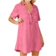 thumbnail image 1 of Kyusrd Robe d'Été pour Femmes Robe Mini Robe T-Shirt Robe pour Femmes de Couleur Unie Décontractée à Manches Courtes Coupe Ample avec Poches, 1 of 5