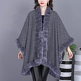 thumbnail image 4 of Pounoo Women's Fashion Shawl Fuzzy Fleece Collar Trim Warm Wrap Cape Fuzzy Soft Comfort Thermal Shawl Winter Outwear Gift, 4 of 5