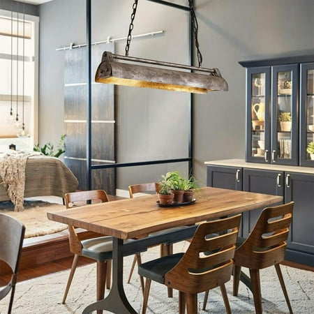 

Antique Wood Industrial Chandelier Farmhouse Island Pendant Light Fixture 4-Light