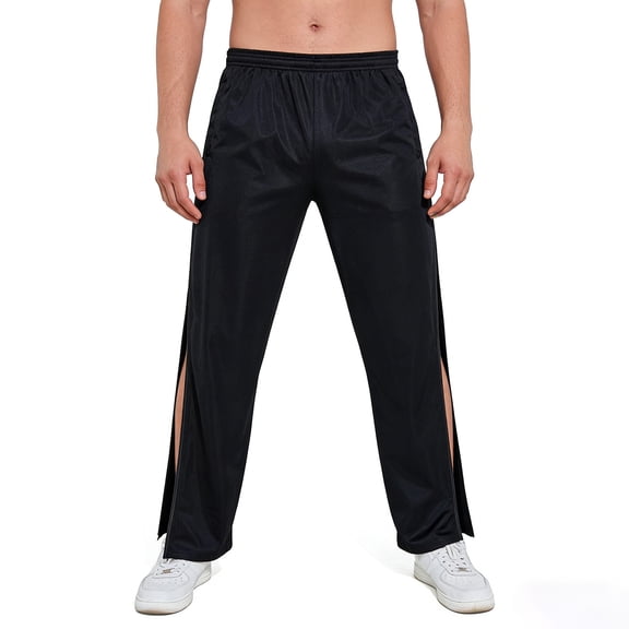 XIAONU Men's Side Split Track Pants Relaxed Fit Full Length Elastic Waist Bottoms Lightweight Breathable Sport Bottoms