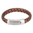 thumbnail image 1 of Pulsera de cuero tejida vintage para hombre, pulsera trenzada con cierre magnético, 1 of 14