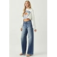 thumbnail image 4 of Risen Womens Juniors High Rise Wide-Leg Denim Dad Jeans (9, Dark Denim), 4 of 4