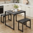 thumbnail image 2 of Aiho Dining Table with 2 Benches, 3-Piece Kitchen Table Set for Small Space, Wood Table Top Black, 2 of 10