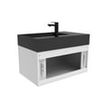 thumbnail image 4 of Amazon 30" White Wood Floating Vanity with Black Top and Black Trim, 4 of 10