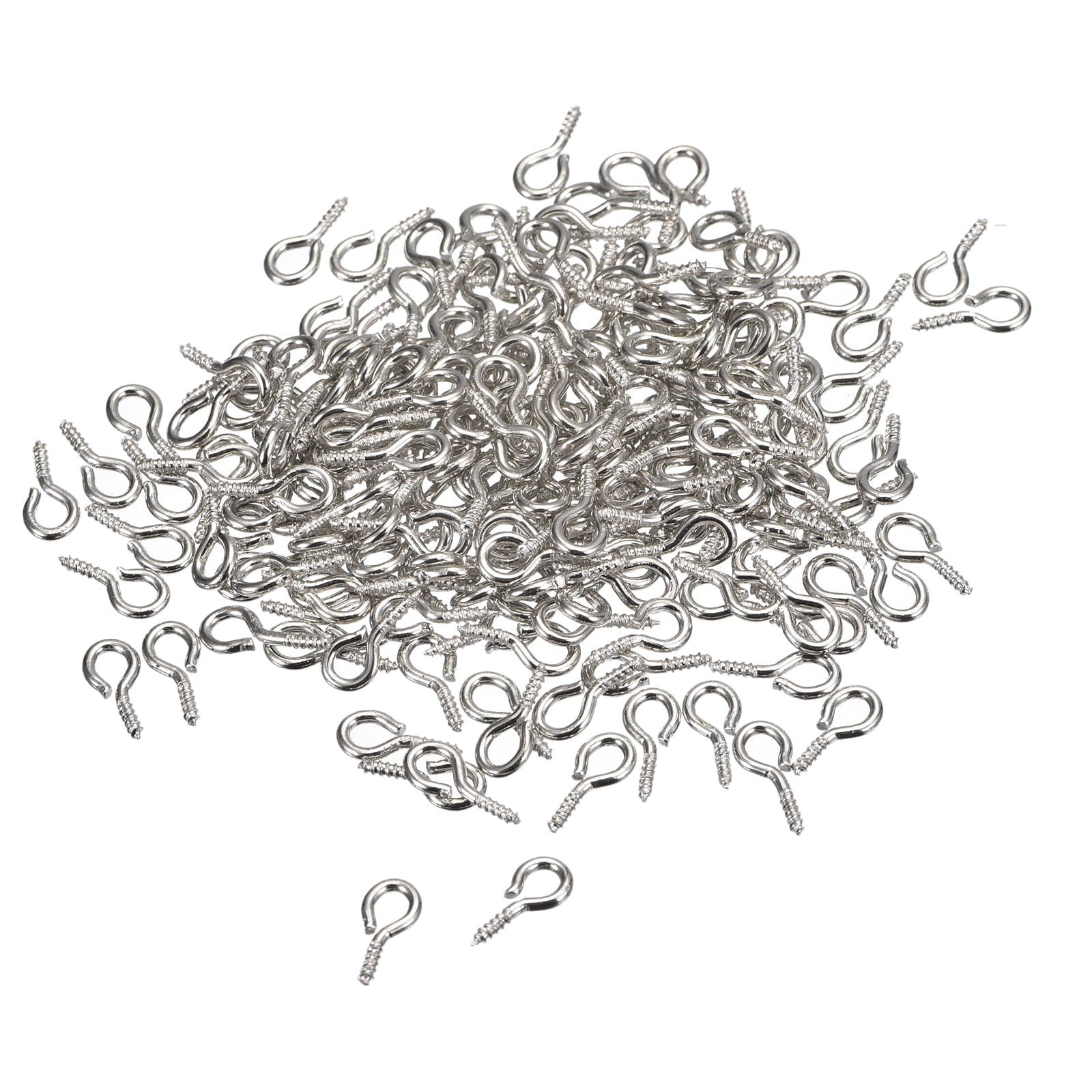 300 Pack Small Screw Eye Hooks Mini Eyelets Screws, 4x8x1.2mm, Nickel