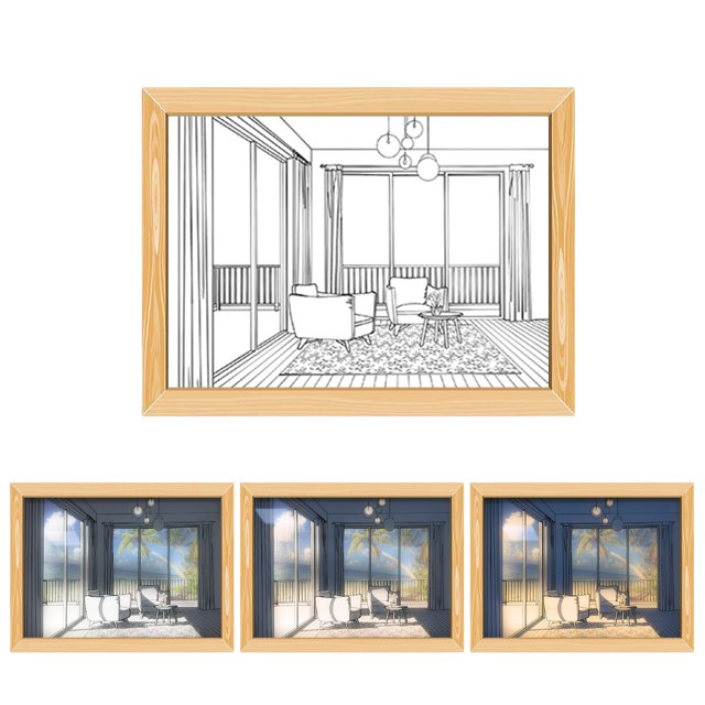 Decoración acrílica con luz LED, adorno de pintura, marco de fotos LED brillante, arte de pared (D)