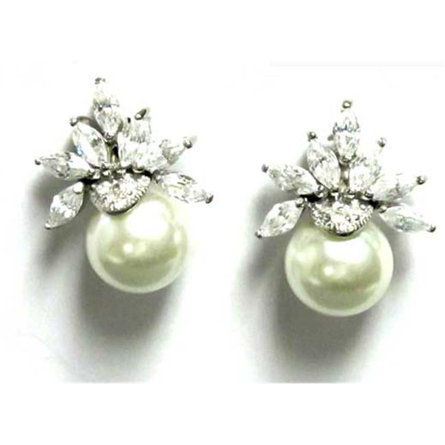 Clip On Earrings Gold Plated Simulated Pearl Oval Greek Key Women Fashion