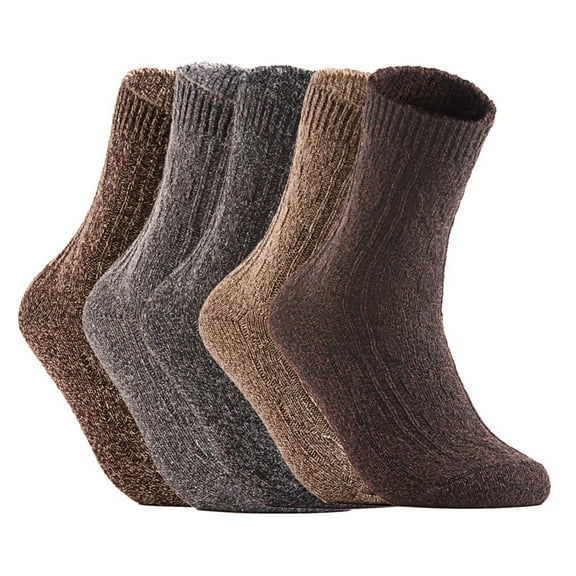 Lian LifeStyle Perfect Fit Women's 5 Pair's Wool Crew Socks For Healthy Feet. Cozy, Cute, and Comfortable Size 6-9 HR1613, Color Brown, Grey, Dark Grey, Tan, Coffee