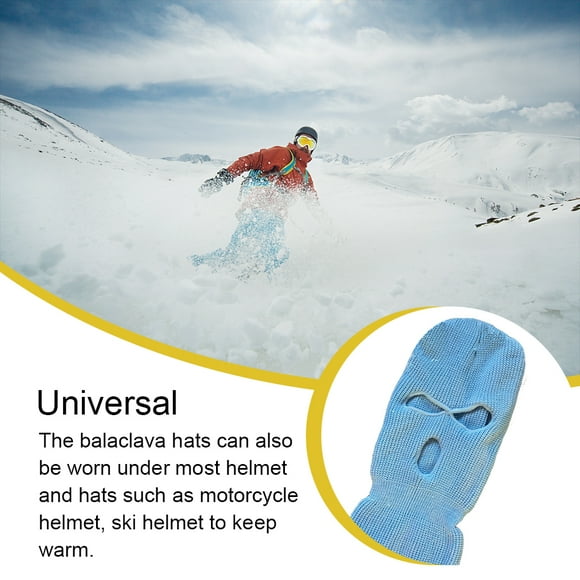 Maoww Face Cover Knitted Hats 3 Holes Balaclava Windproof Warmer Caps Fashion Winter Color Costume for Motorcycle Ski Cycling Light Blue
