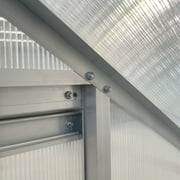Beyamis Green House Aluminum Lean-to Walk-In Polycarbonate Greenhouse - 6 x 4, Adjustable Roof Vent, Rain Gutter, Sliding Door, Clear, Winter-Resistant Space-Saver