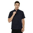 thumbnail image 5 of Toptie Short Sleeve Chef Coat Jacket Navy Lightweight Button Chef Uniform, 5 of 6