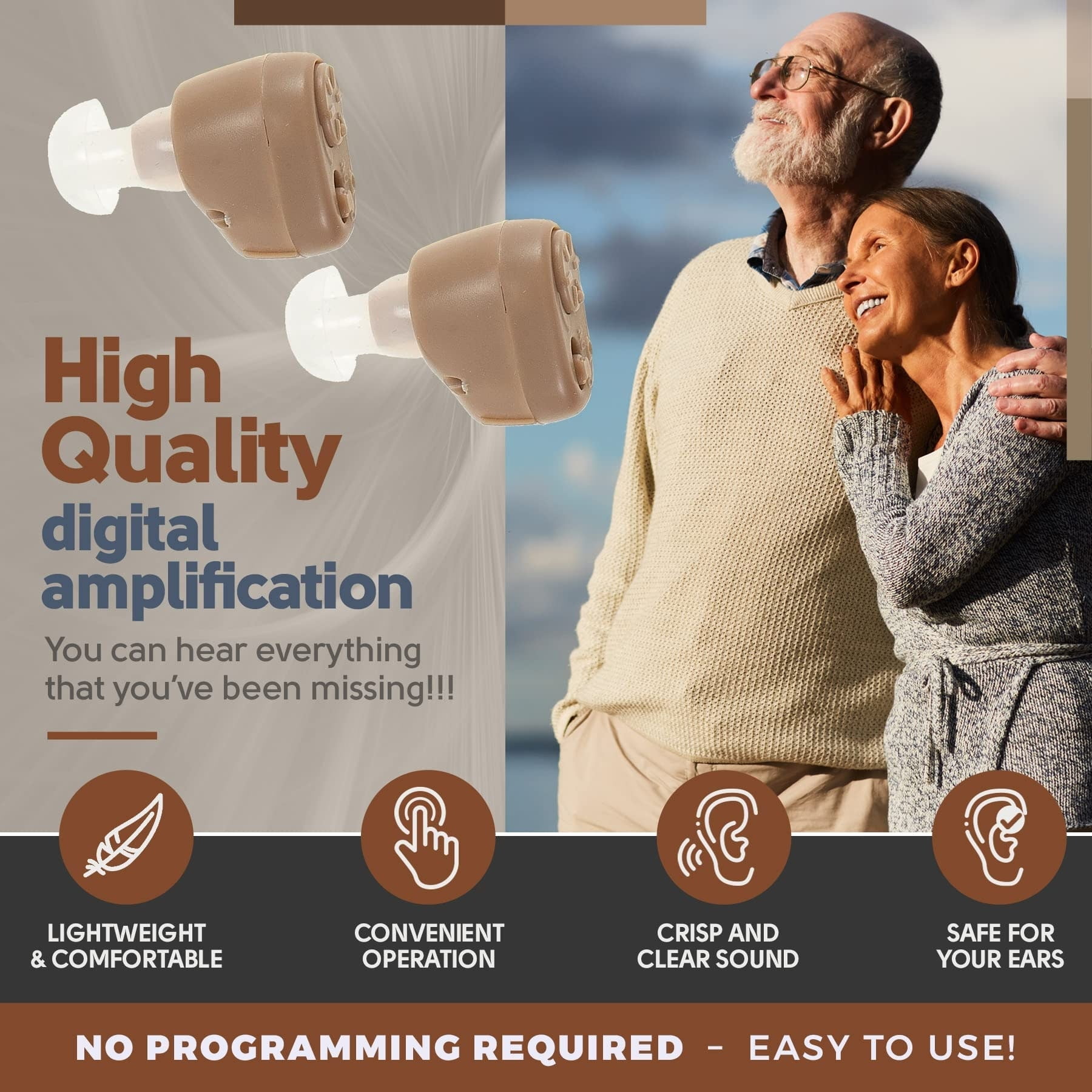 MEDca NewEar Personal Hearing Amplifier – Digital Sound Enhancement with Adjustable Volume Control
