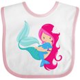 thumbnail image 3 of Inktastic Cute Mermaid, Little Mermaid, Pink Hair, Dolphin Girls Baby Bib, 3 of 4