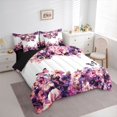 thumbnail image 2 of Homewish Gothic Skulls Queen Bedding for Kids, Watercolor Butterfly Wildflower Bedding Comforter Set Queen, Black Reversible, 7-Piece, 2 of 7