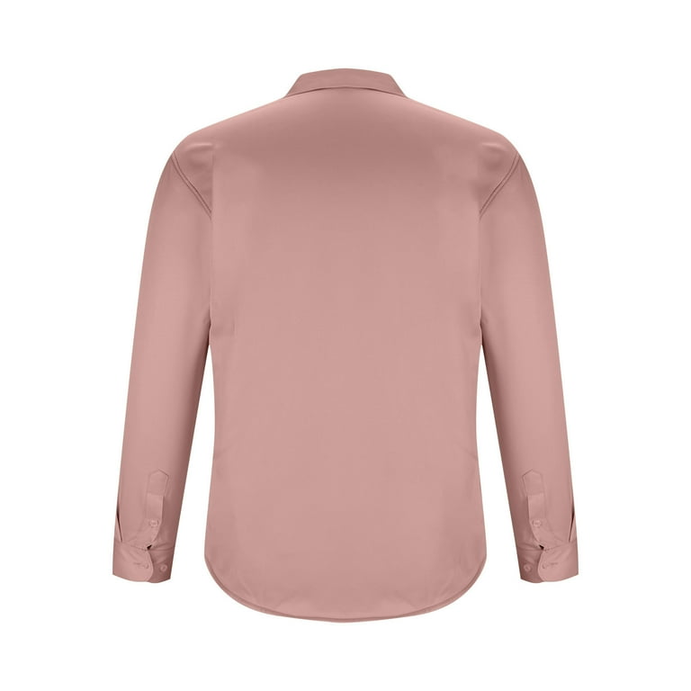 Iugvhana Mens Business Dress Shirts Casual Solid Color Regular-Fit Long  Sleeve Lapel Button Down Shirt Slim Formal Shirt Pink L - Walmart.com