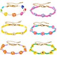 thumbnail image 1 of Juego de 6 pulseras de cuentas de flores de margaritas TUNC Pulseras de flores hechas a mano, 1 of 5