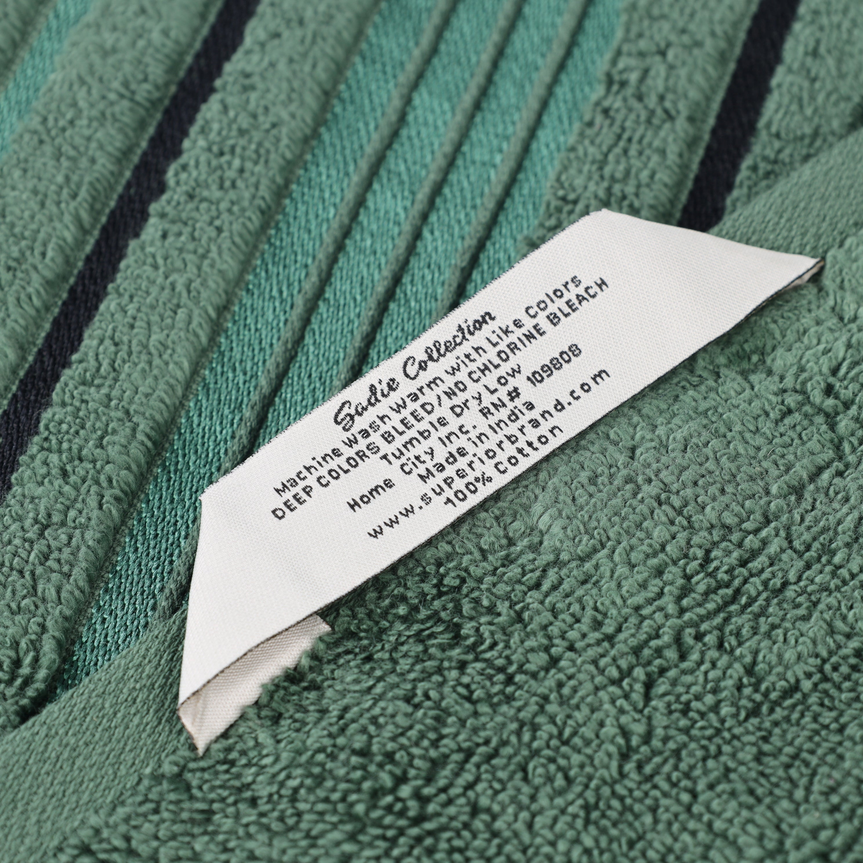 Superior Sadie Zero Twist Cotton Solid Hand Towel, Set of 6, Forest Green