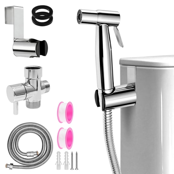 Stainless Steel Toilet Handheld Bidet Sprayer for Toilet with Adjustable Water Pressure Bidet Sprayer for Bathing Pets Cleaning Nappy,Silver