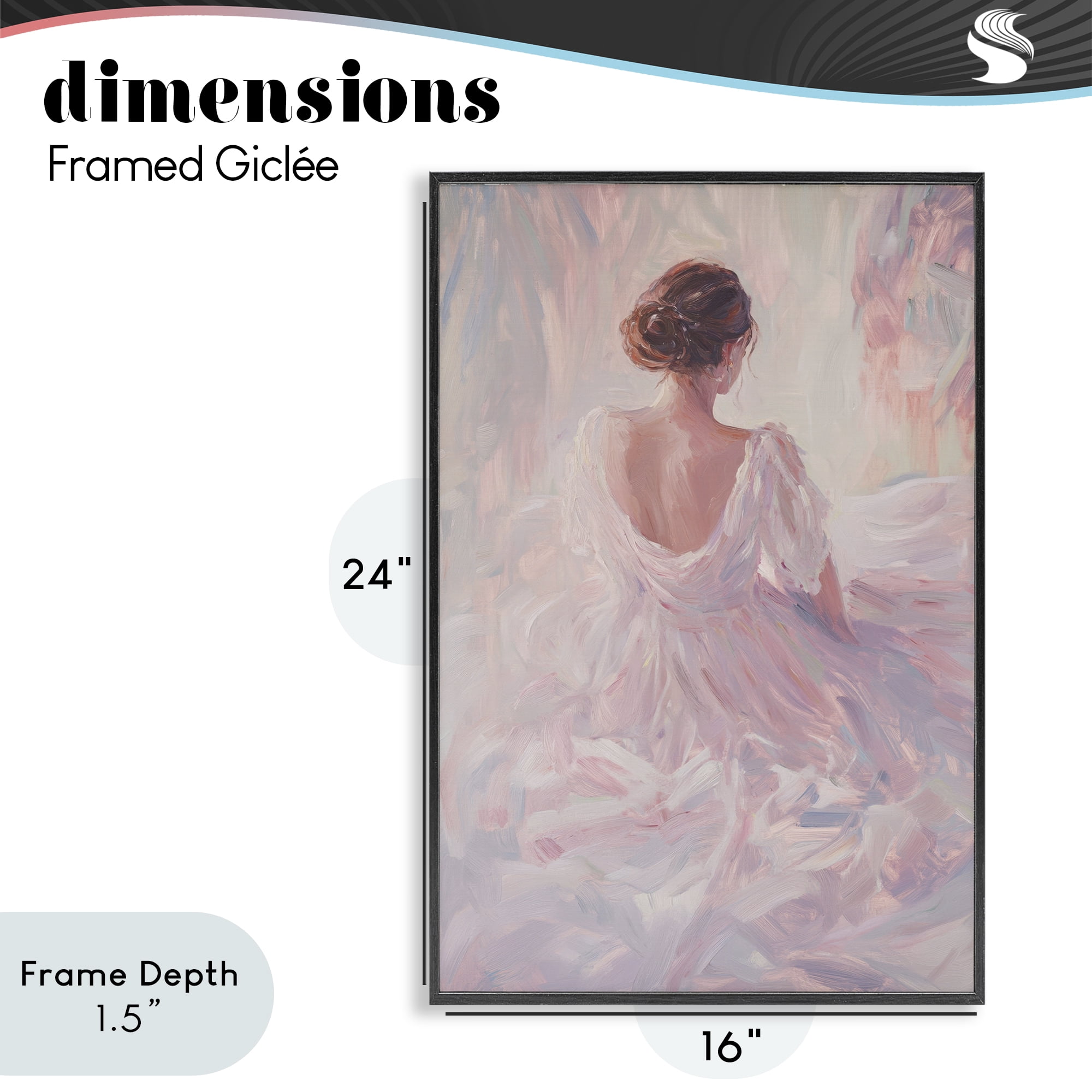 Stupell Industries Graceful Woman in Blush Gown Black Framed Giclee Art, design by Petal Prints Design